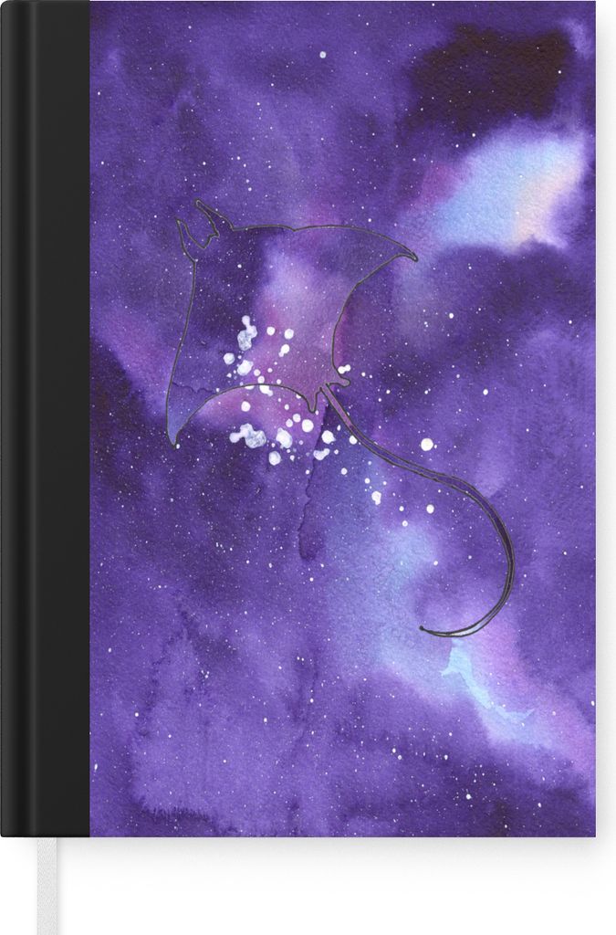 MuchoWow Notizbuch Tagebuch Haushaltsbuch Notebook A5 Manta - Weltraum - Lila - Notizblock - Notizheft - Notebook - Schreibblock - Papier