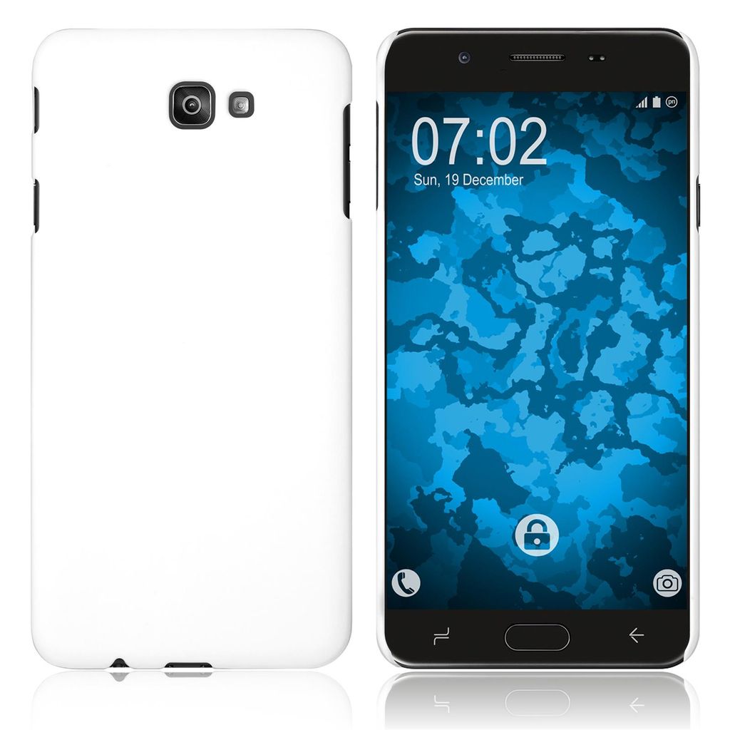 PhoneNatic Case kompatibel mit Samsung Galaxy J7 Prime 2 - Hülle weiß gummiert Hard-case Cover