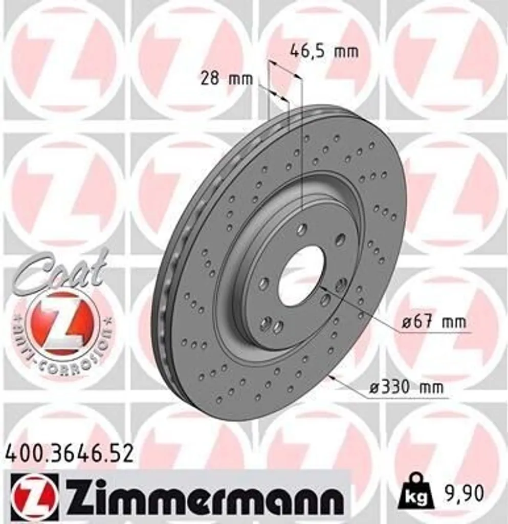 Disque de frein ventilé pour Mercedes CLK A209 et Classe C S203 sport