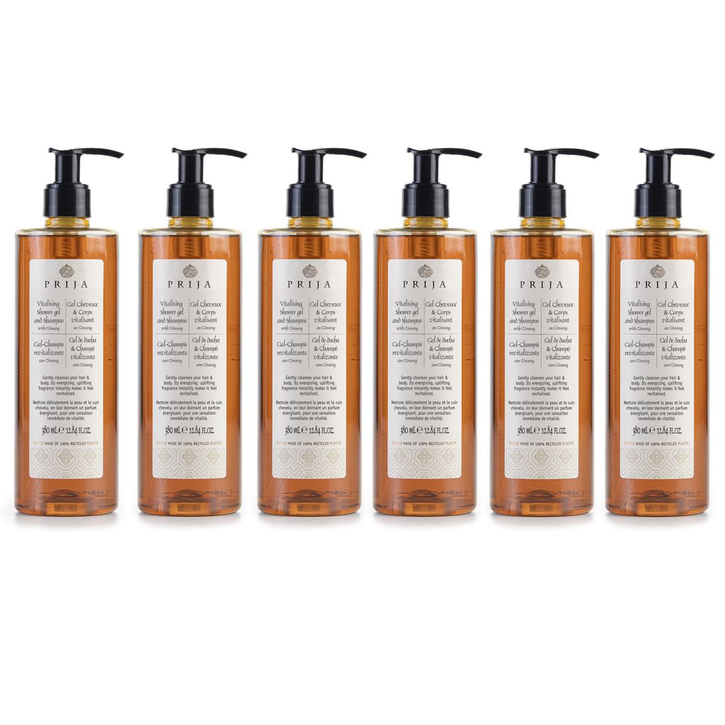 PRIJA flüssiges Shampoo/Duschgel Ginseng 6x380ml Produktbild 