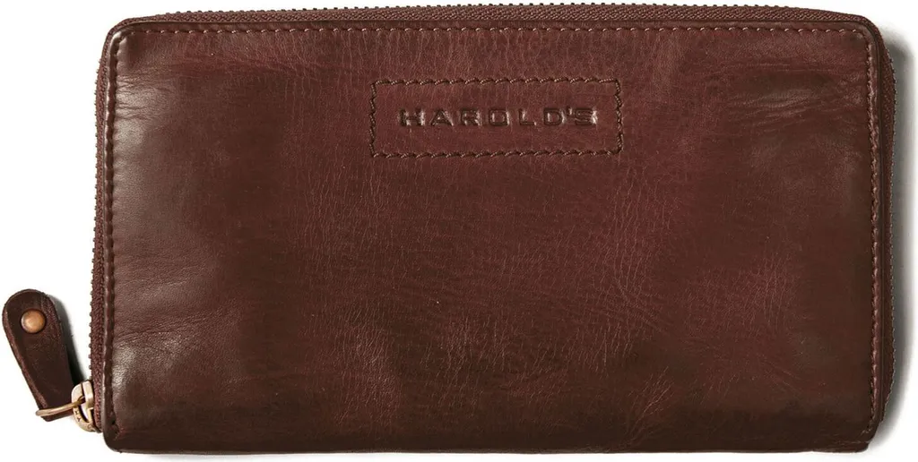 Harold's Submarine Zip Wallet Brown - Portafoglio Viaggio Pelle Marrone