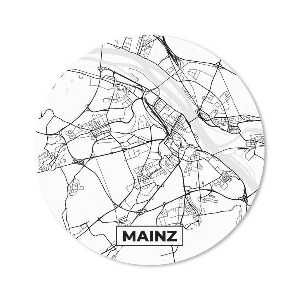 MuchoWow Mauspad Mousepad Mainz - Karte - Stadtplan 50x50 cm - Mousepads - Maus Mat - Pad - Mausunterlage - Vinyl