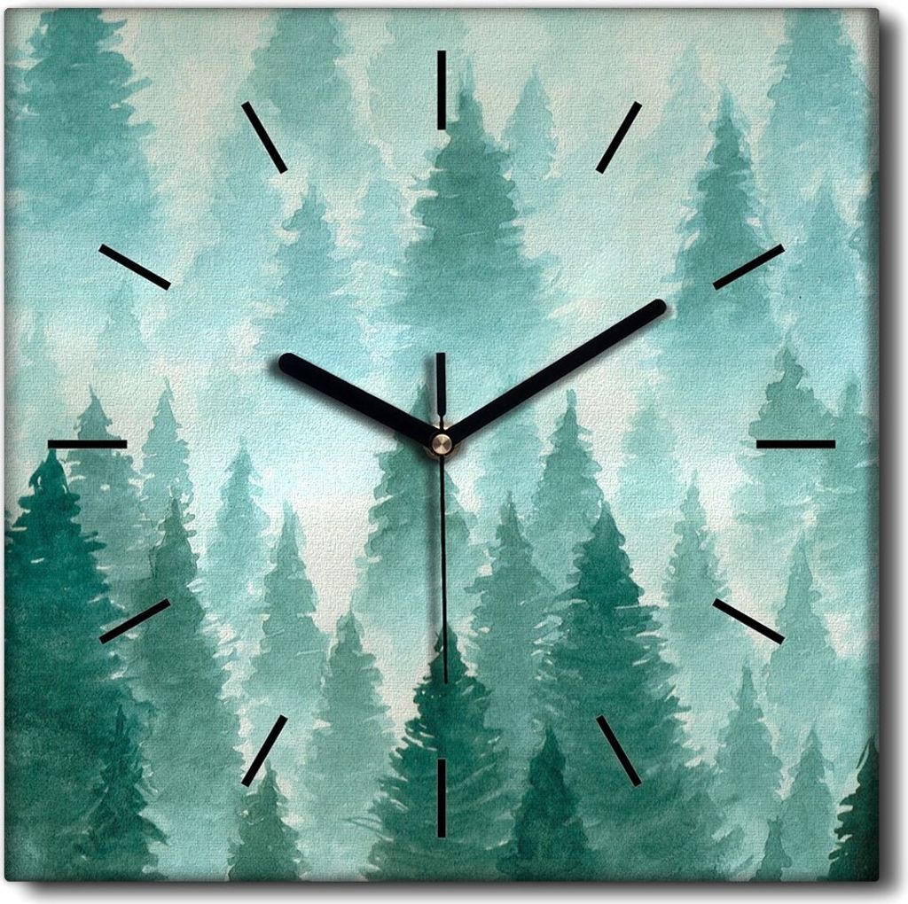 Coloray Uhr auf Leinwand 30x30 cm Wand Uhr Dekoration Wohnzimmer Segeltuch schwarze Hände -Aquarelllandschaft