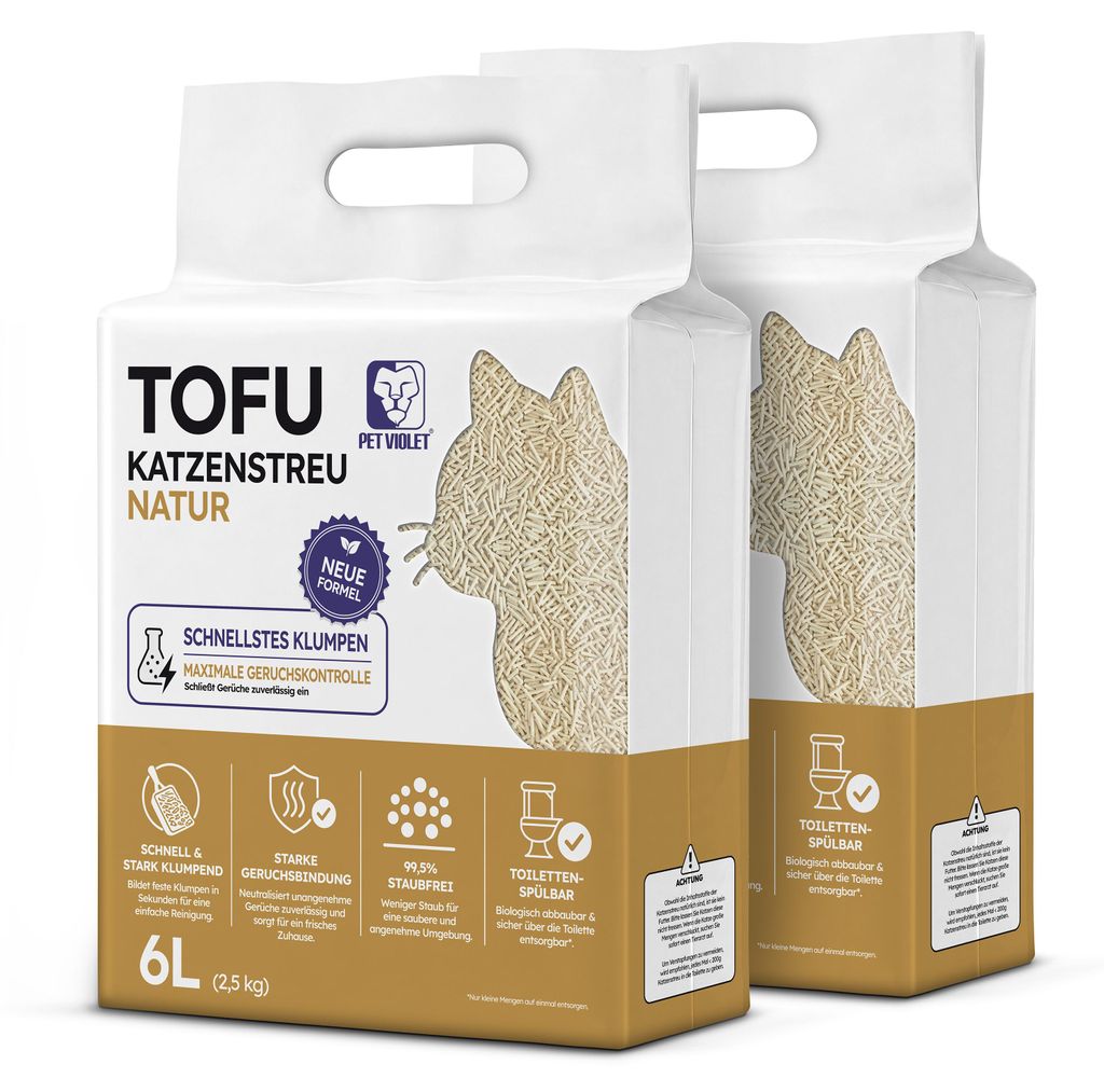 PET VIOLET Tofu Katzenstreu Natur 5 kg / 12 L, Produktbild  KI-generiertes Bild