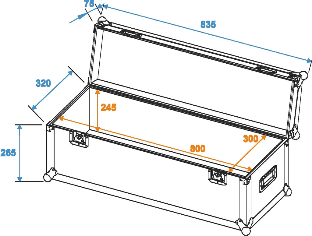 Coffre Profi 80x30x30cm en multiplis - Flightcase avec coins renforcés - 2