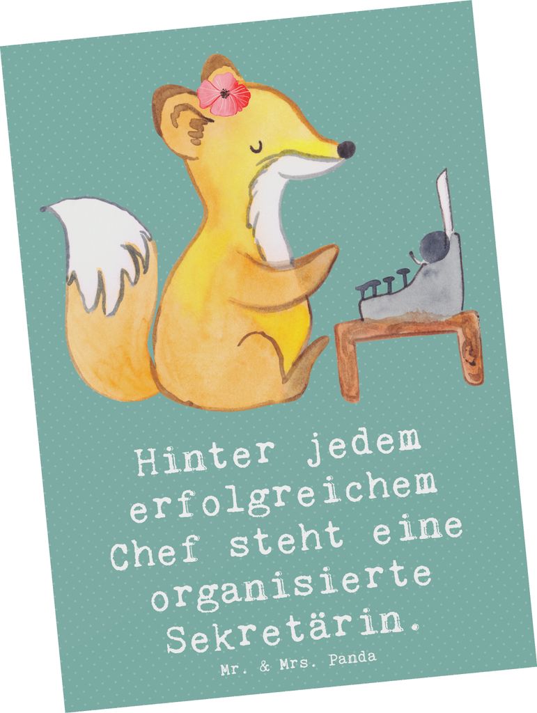 Mr. & Mrs. Panda Grußkarte Sekretärin Erfolg - Meeresbrise - Geschenk, Geschenke mit Herz, Ansprechpartner, Sekretärinnen wertschätzen, Postkar...