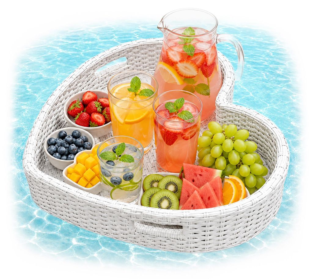 Relaxdays Schwimmendes Tablett Herz, Pooltablett für Produktbild 