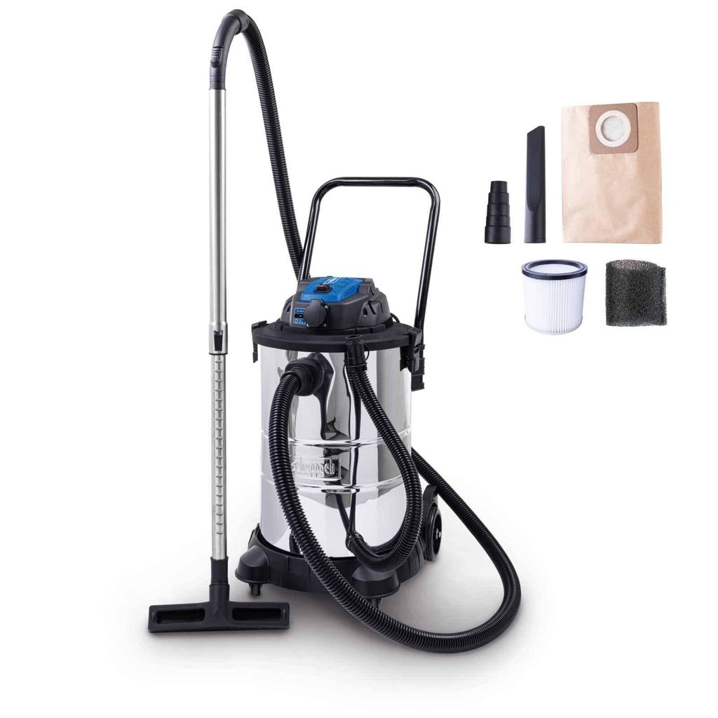 Scheppach Elektro Nass-/Trockensauger VC50 - 1400 W Elektro-Motor | 3 m Schlauchlänge | 5 m Anschlusskabel | 50 L Fassungsvermögen | 20 kPa