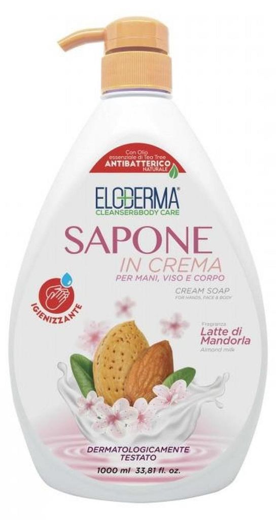 Eloderma Mandorla, Hände, Flüssigseife, Flasche, Mandel, Produktbild 