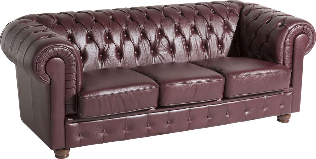 Max Winzer Sofa 3-Sitzer Bridgeport - Wischleder rot - Maße: 200 x 98 x 76 cm
