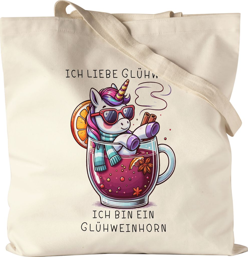 Ich bin ein Glühweinhorn Jutebeutel Einhorn Weihnachten Xmas Geschenkidee