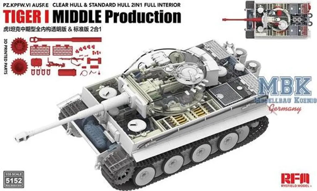 Tiger I RFM5152 : Maquette avec Intérieur Visible sans Découper la Coque