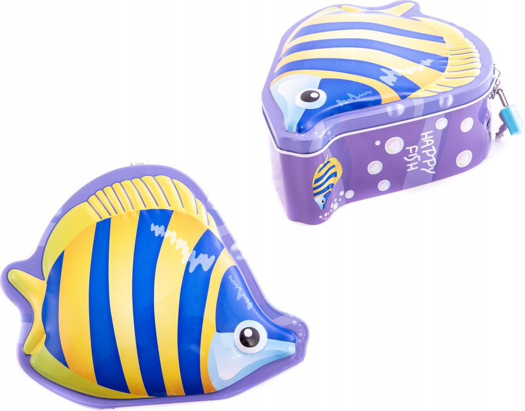Metall Spardose Fisch mit Vorhängeschloss Bunt 18cm Sparbüchse Kinder Geschenkidee