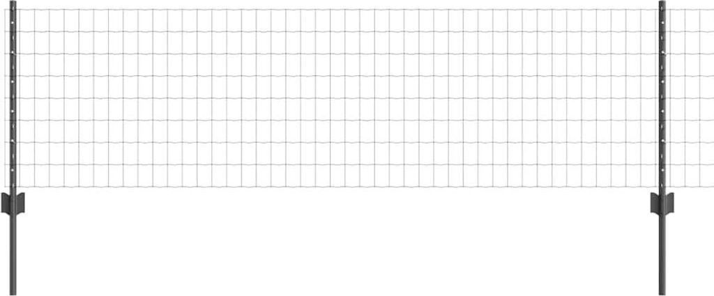 vidaXL Zaun mit Pfosten Grau 0,6 x 50 m Stahl und PVC