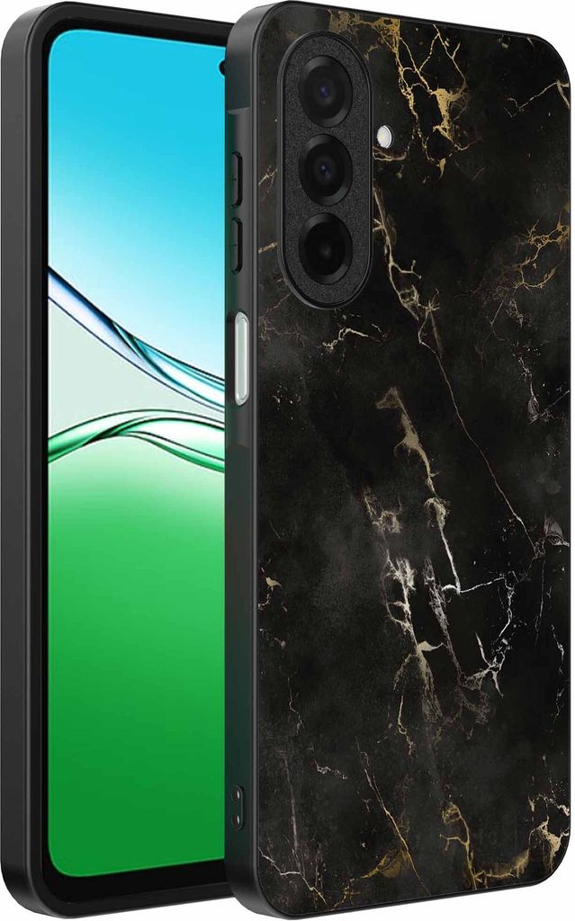 Geeignet für Oppo A5 Telefon Fall mit Marmor Druck - TPU zurück Abdeckung Fall schwarz Marmor Design - Schwarz - Smartphonica