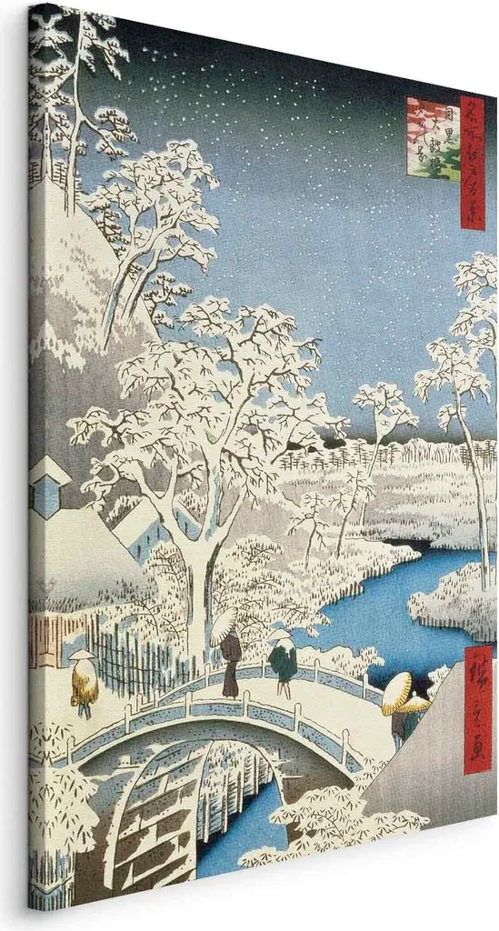 Quadro Hiroshige 80x120 - Stampa su Tela Moderna per Arredo Casa XXL