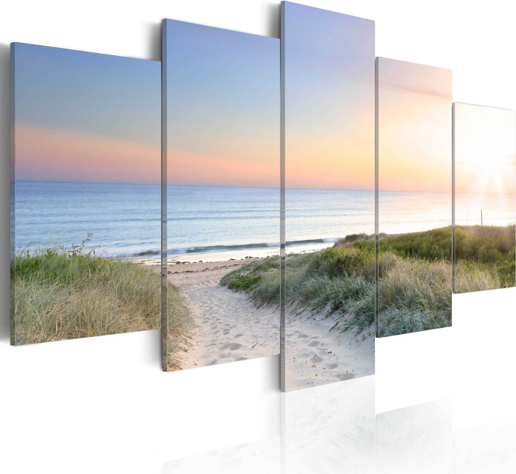 Leinwandbilder Strand und Meer 200x100 cm Vlies Leinwandbild 5 tlg Kunstdruck modern Wandbilder XXL Wanddekoration Design Wand Bild - Natur Landsch...
