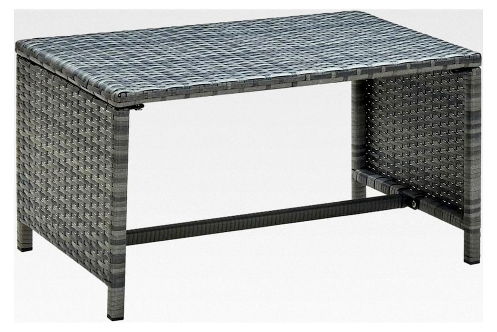 Couchtisch Beistelltisch Gartentisch Balkontisch Teetisch Kaffeetisch Gartenmöbel Rattantisch Anthrazit 70x40x38cm