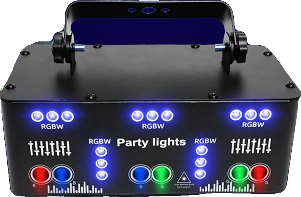 Projecteur LED 15 Perles et Laser 6 Trous Noir pour Effets de Scène