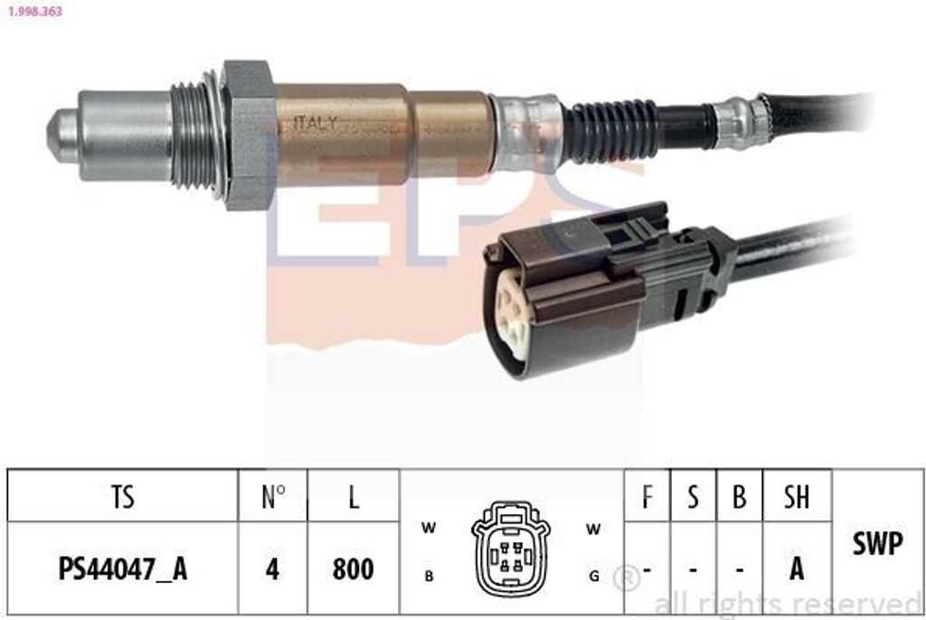 EPS Lambdasonde für FORD Fiesta Mk6 Schrägheck (JA8, JR8) nach-Kat Beheizt Planarsonde 800mm 1.998.363