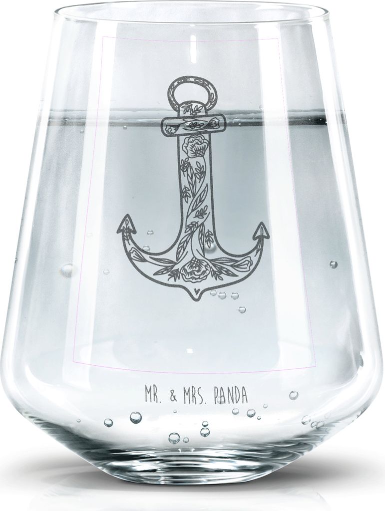 Mr. & Mrs. Panda Wasserbecher Anker Blau - Transparent - Produktbild 