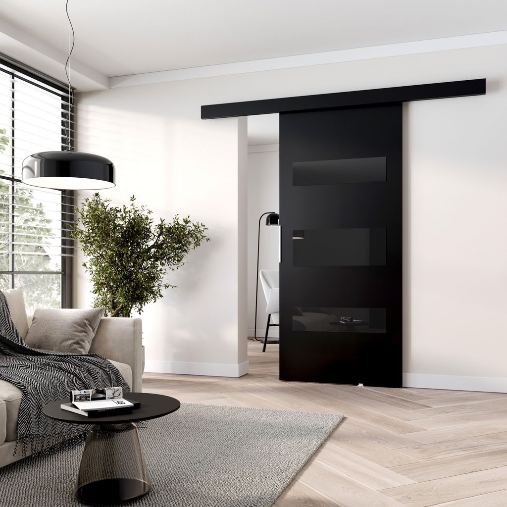 Schiebetür BARRET 4 - 96 cm, schwarz