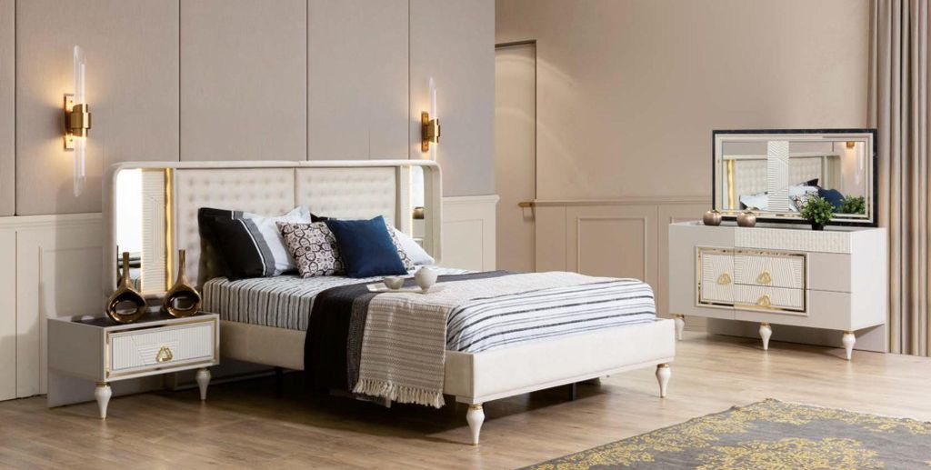 Schlafzimmer Loft Bett 2x Nachttische Schrank Komplett Set Design Möbel 4tlg