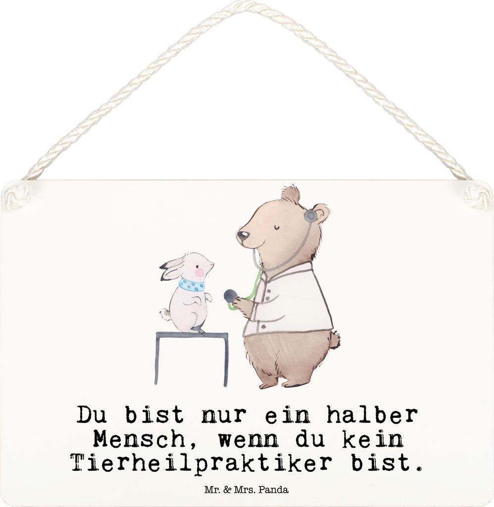 Mr. & Mrs. Panda Schild Tierheilpraktiker Herz DIN A6 - Weiß - Geschenk, holzbild, Holzschild, Türschild, wandhänger, Wandbild Holz