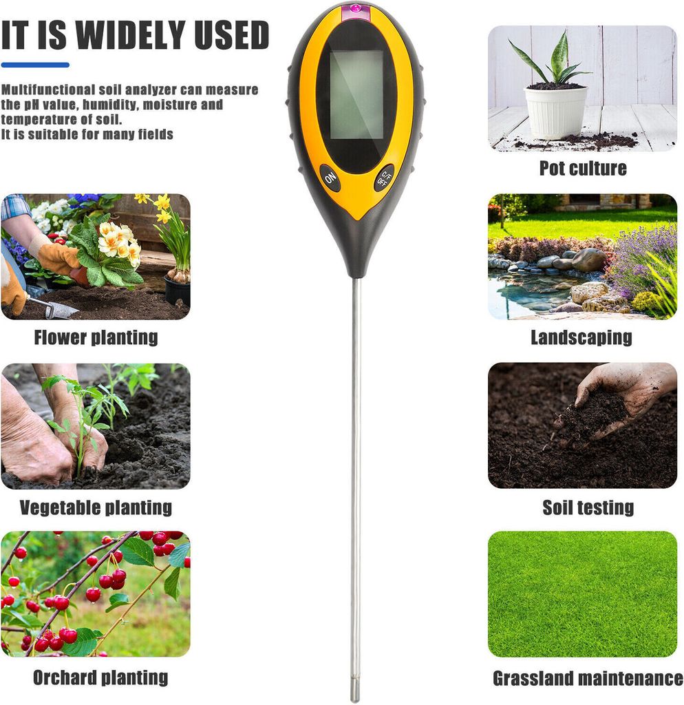3-in-1 Boden Feuchtigkeitsmesser - PH/Feuchtigkeit/Licht Messgerät Für Pflanzen & Garten