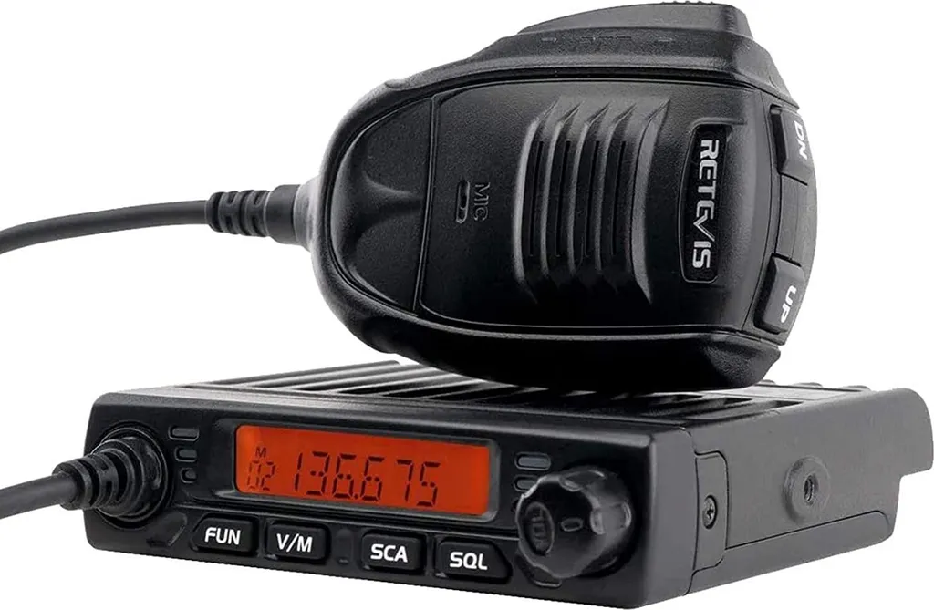 Radio Mobile VHF Retevis RT98 pour Communication Convoi et 4x4 Noire