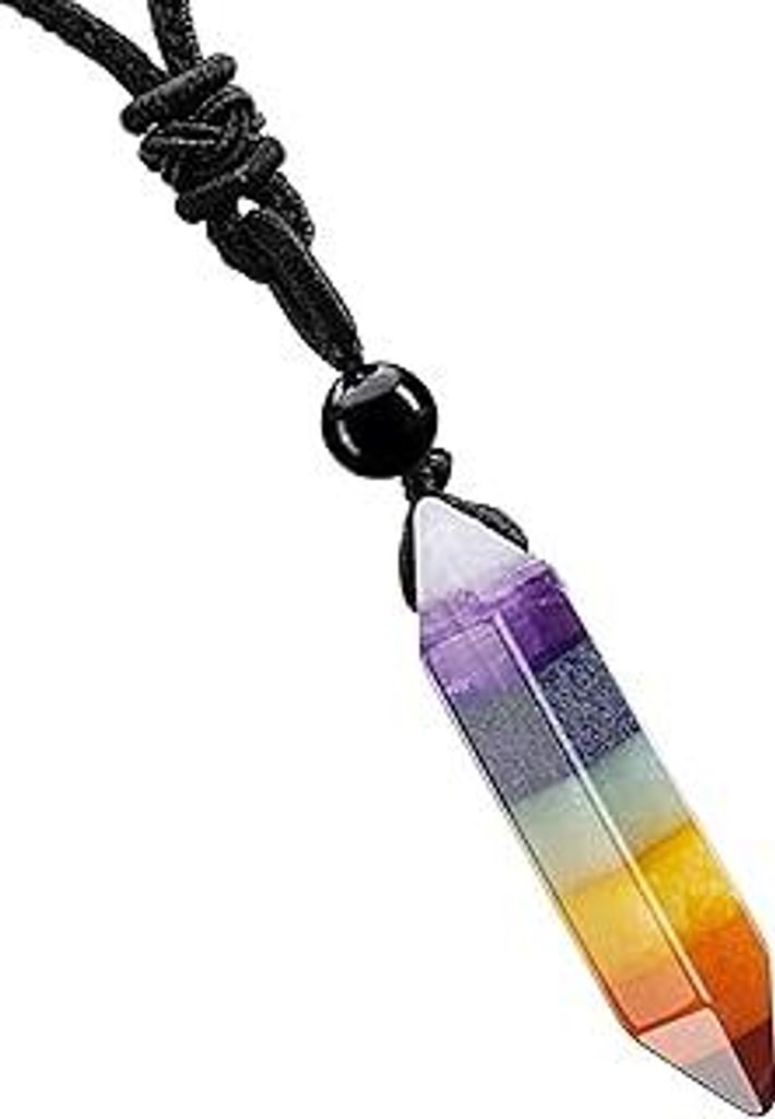 Edelstein 7 Chakra Kette - Heilsteine Anhänger für Herren und Damen - Kristall Amulett für Chakra Yoga, Reiki Heilung und Meditation - Geeignet ...