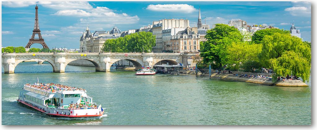 Tulup Leinwandbild - 125x50 cm - Wandkunst - Drucke auf Leinwand - Leinwanddruck - Sehenswürdigkeiten & Architektur - Mehrfarbig - Seine Paris