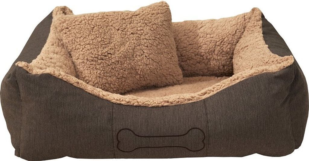 Sun Garden Luxus-Hundebett Lucky + Kissen 59x67x20 cm braun beige