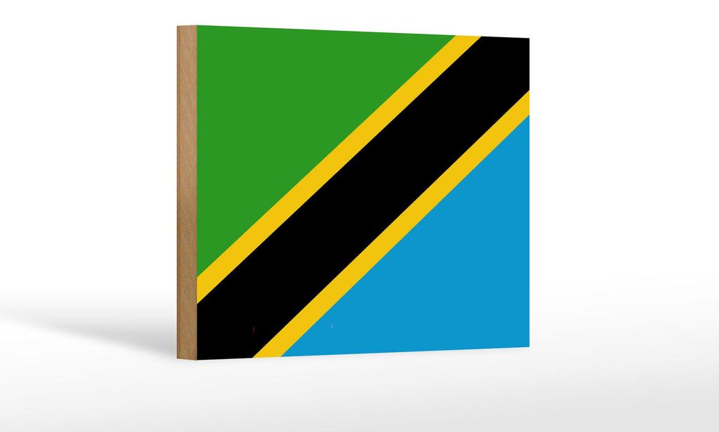 Holzschild Flagge Tansanias 18x12 cm Flag of Tanzania Dekoration