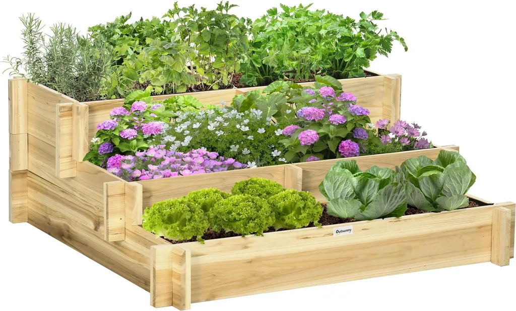 Bac potager bois 93x93x35 cm : jardinez sans vous baisser en extérieur
