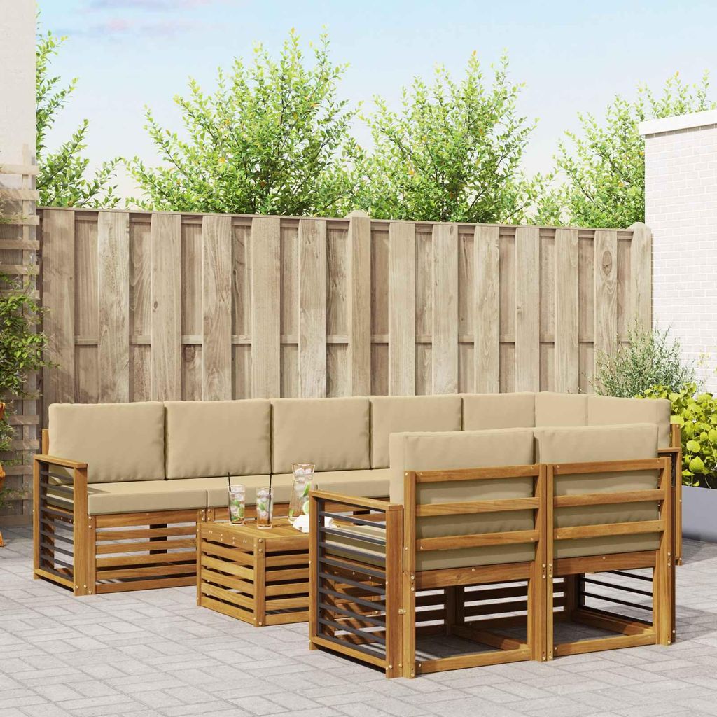 "Neues Produkt" Sofagarnituren - CLORIS - Terrassen-Sofa - 9 pcs - Natur und Beige Massivholz Akazie - Modern Gartensofas V2045