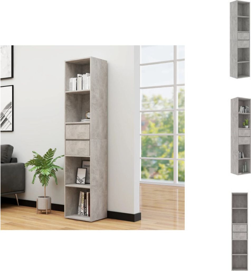 vidaXL Bücherregal Betongrau 36x30x171 cm Holzwerkstoff - Bücherregale & Bücherschränke
