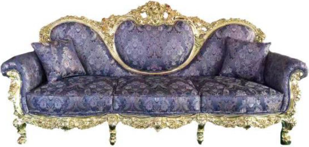 Thron Sofa Queen Polster Samt 3 Sitzer Antik Stil Sessel Lounge Chesterfield Neu