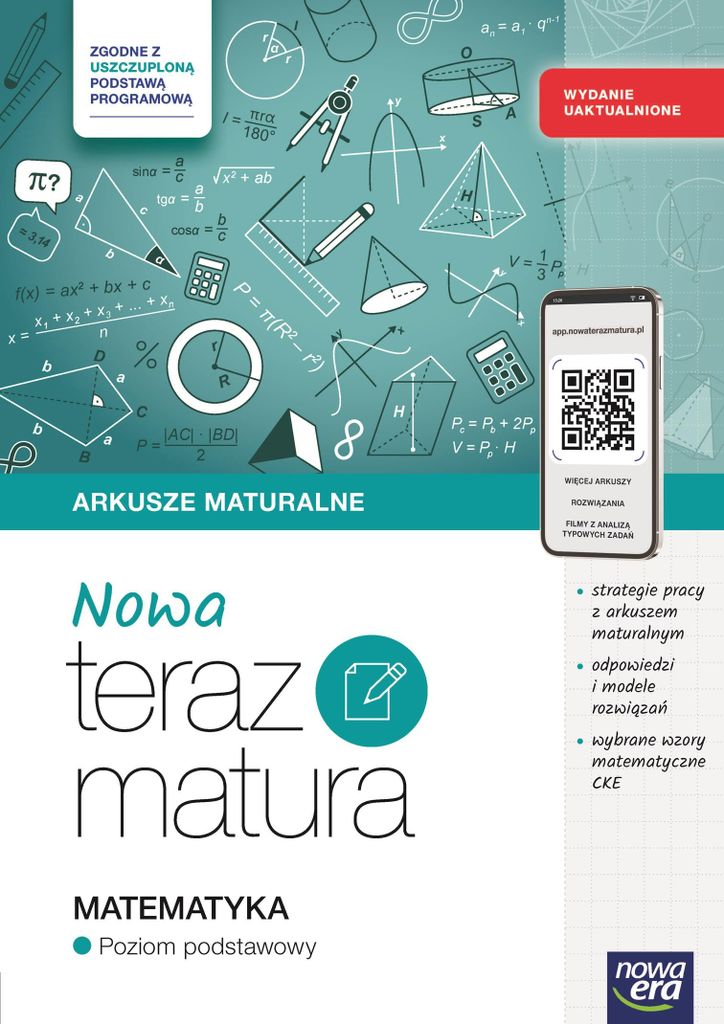 Nowa Teraz matura 2026. Matematyka. Arkusze maturalne z materiałami cyfrowymi. Zakres podstawowy. Zgodne z uszczuploną podstawą programową