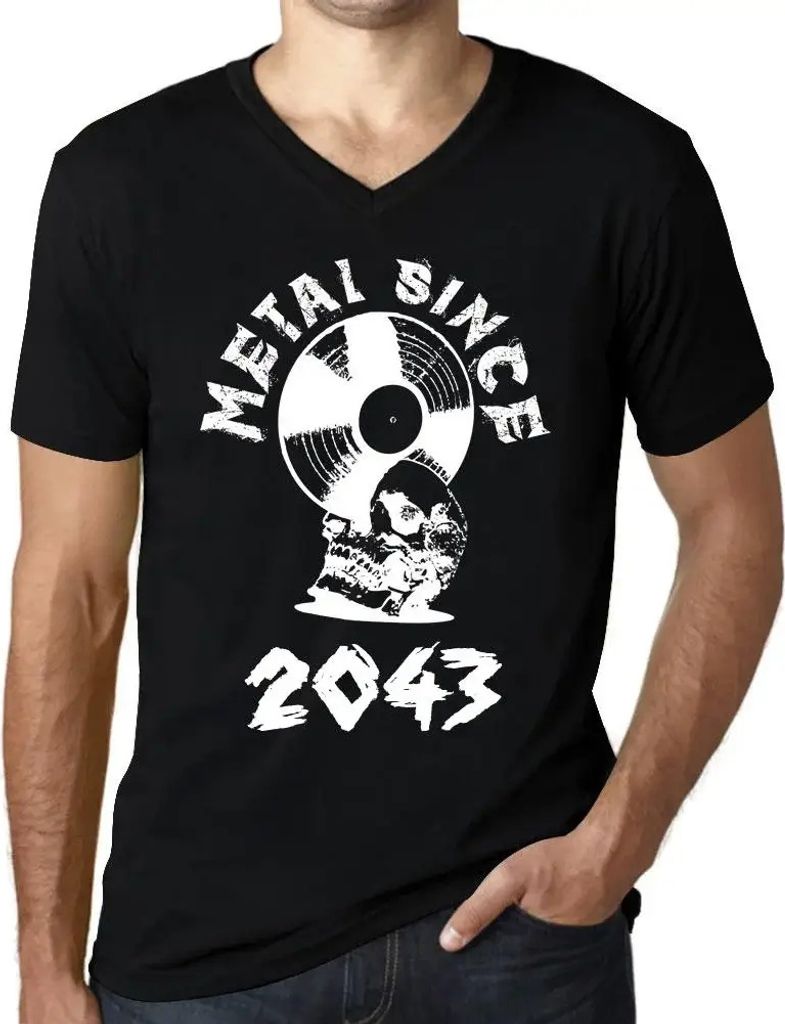 Herren Grafik T-Shirt V-Ausschnitt Metall seit 2043 – Metal Since 2043 – Öko-Verantwortlich Vintage Jahrgang Kurzarm Lustige Druck Geburtstag ...