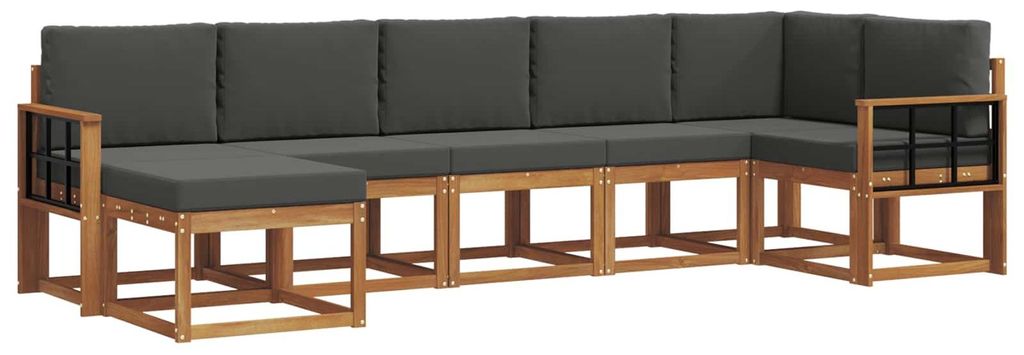 vidaXL Outdoor-Sofagarnitur mit Kissen 7 pcs Natur und Anthrazit