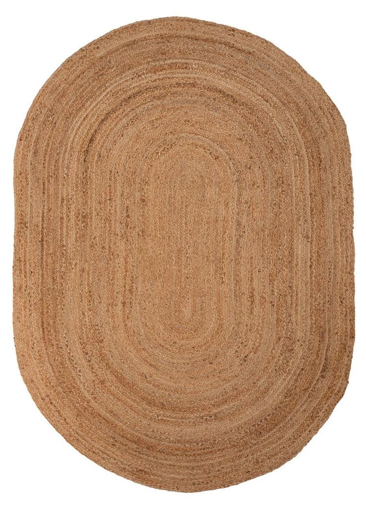 Handwebteppich - 160 x 230 cm - Braun - Jute - oval Produktbild 