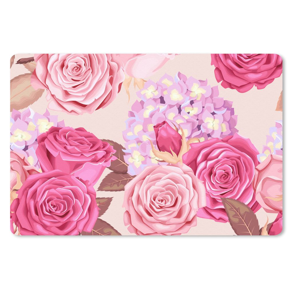 MuchoWow Mauspad Mousepad Rosen - Hortensien - Blumen - Rosa 27x18 cm - Mousepads - Maus Mat - Pad - Mausunterlage - Büroartikel - Desk Matten