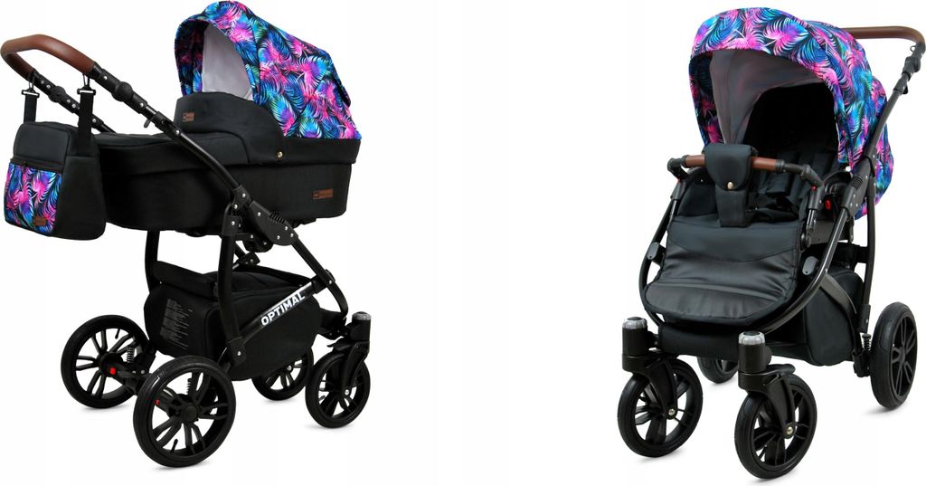 BabyLux Optimal | 2in1 Kinderwagen Set | Colorful Feathers | Kombikinderwagen | Kinderwagenset