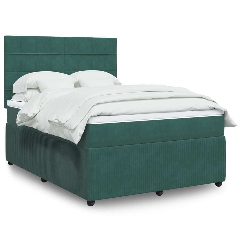 (NEU 2026) Boxspringbett mit Matratze, Doppelbett moderne, Dunkelgrün 140x200 cm - Samt - Klassische Betten - 96.8 kg