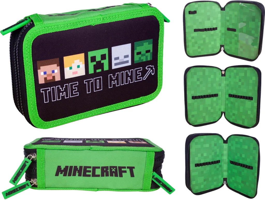 Trousse à crayons Minecraft pour l'école : l'essentiel à 3 compartiments