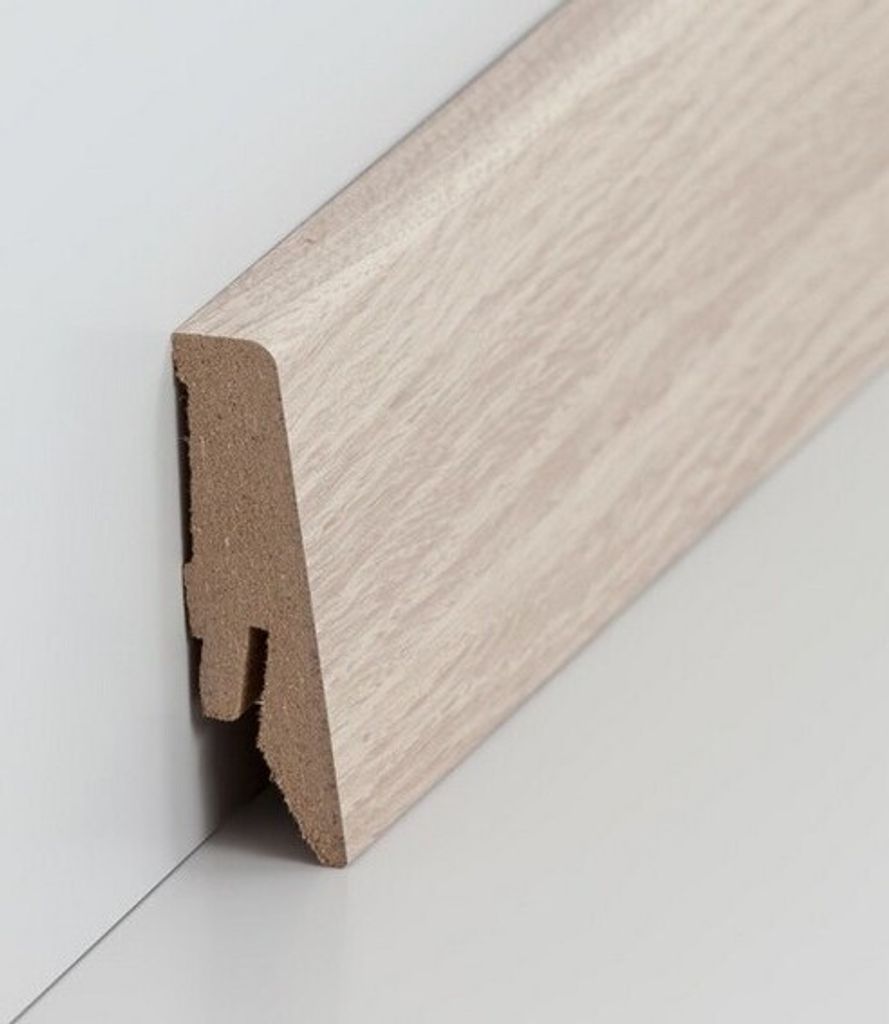 Sockelleiste MDF 18 x 58 x 2500 mm Eiche zum Kleben, Clipsen, Schrauben & Nageln MDF-Kern foliert Fußleiste by PROVISTON 12.5 Meter | 5 Stück