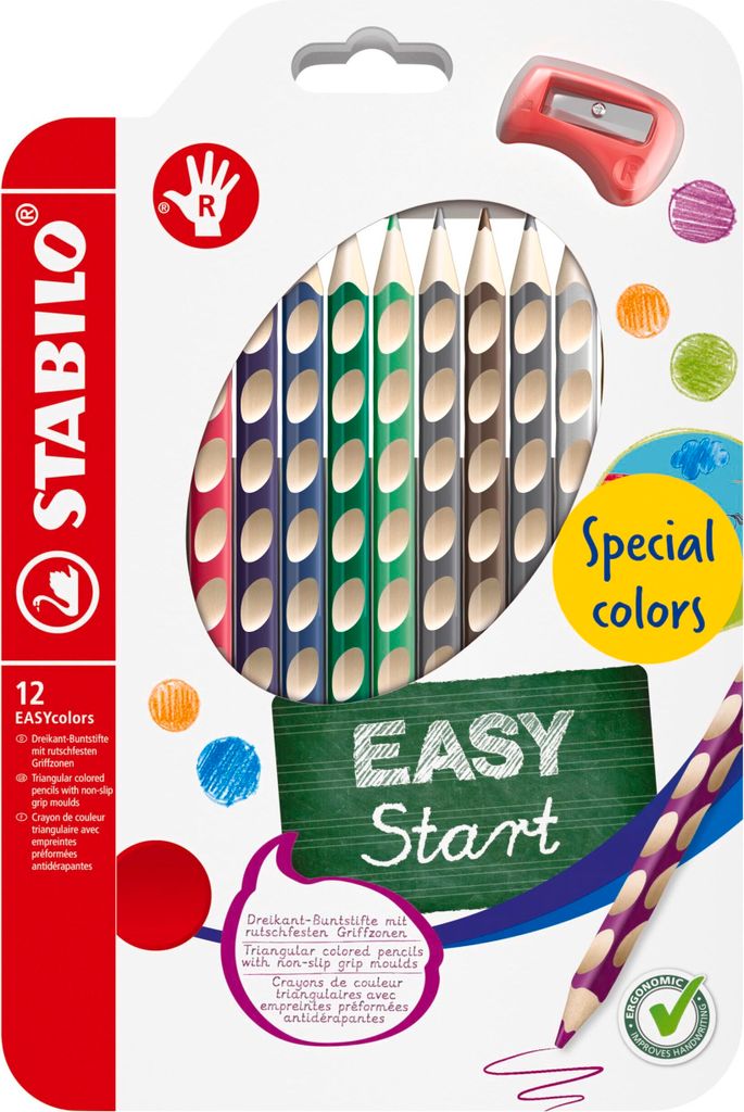 STABILO Dreikant-Buntstifte EASYcolors R 12er Etui für Rechtshänder