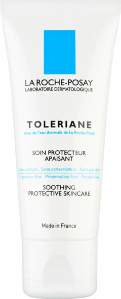 A white tube of La Roche-Posay Toleriane skincare product.