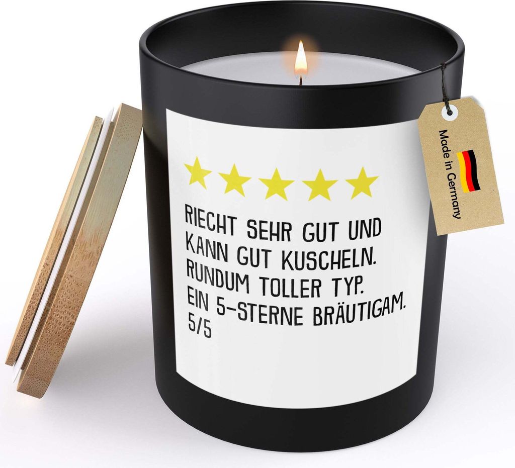 22Feels Bräutigam Geschenk Hochzeit Spruchkerze Männer "Sterne" Sojawachs Kerze im Glas Für Ihn Verlobter Groom To Be Handgemacht Duft Deko Vega...